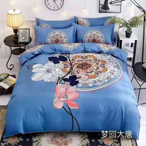 Beautiful Blue Flower Floral  Designed Bed sheet with 2 Pillow and 1 Blanket Cover